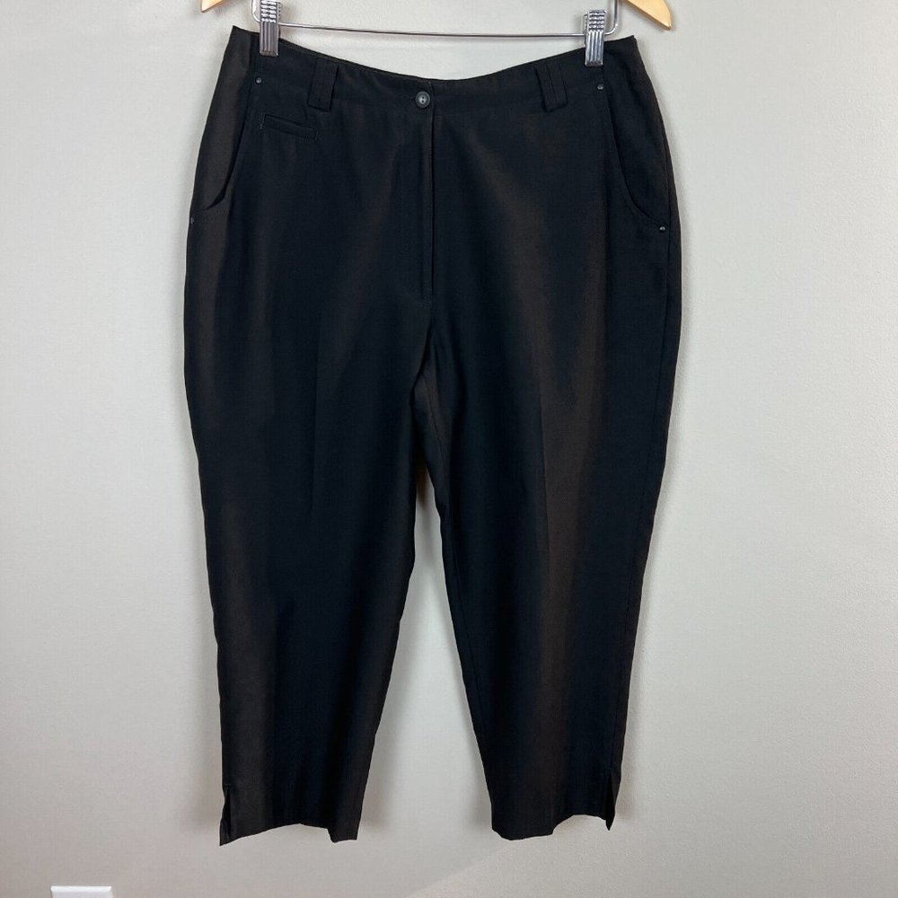 Jamie Sadock Golf Capri Pants 10 Black Cropped Sport Nylon Blend Solid Womens